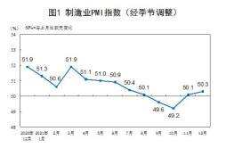 国家统计局：12月中国制造业PMI为50.3%