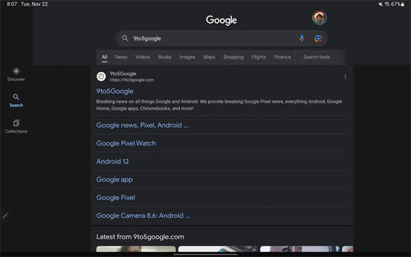 Google Search新13.46 Beta版发布：导航栏从底部挪到左侧，用户可以看到Discover上更多信息