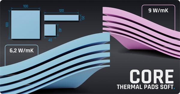 Alphacool 发布了新款 Core Soft 导热垫片，可选两个性能为 6.2 W / mK 和 9 W / mK