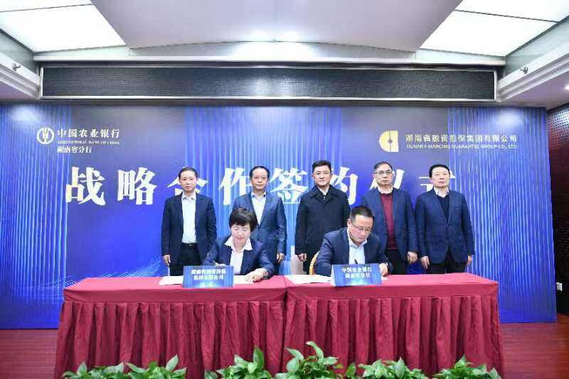 农行湖南分行与湖南省融资担保集团有限公司举行双方高层会谈，并成功签署战略合作协议。