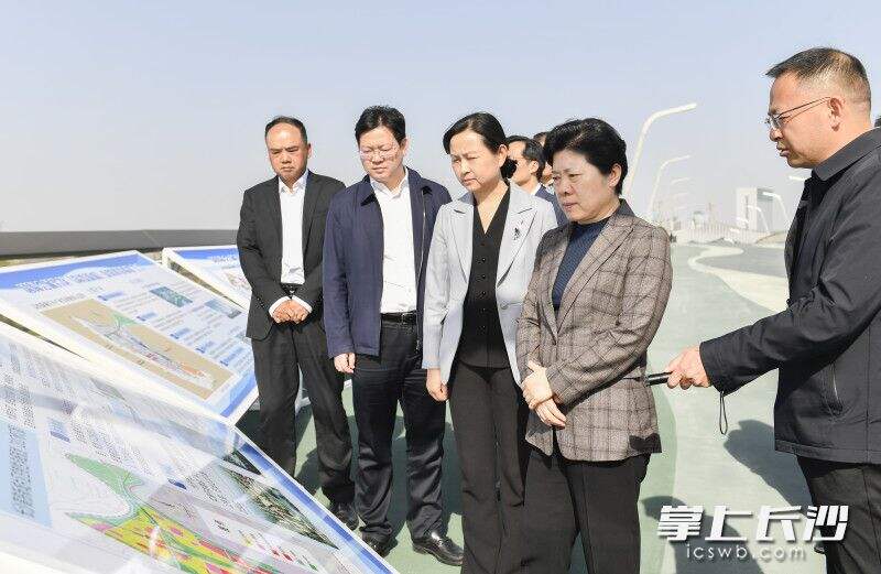 吴桂英在黎托生态公园调研高铁片区规划建设情况。