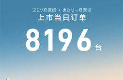 比亚迪汽车宣布：汉唐双旗舰冠军版上市当日订单 8196 台