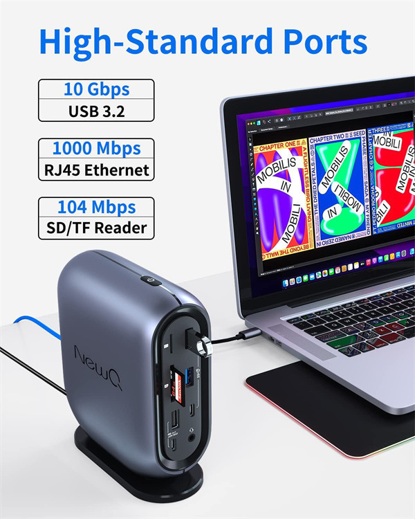 NewQ推出 16 合 1 USB-C 扩展坞，可以同时连接 3 台 4K 显示器