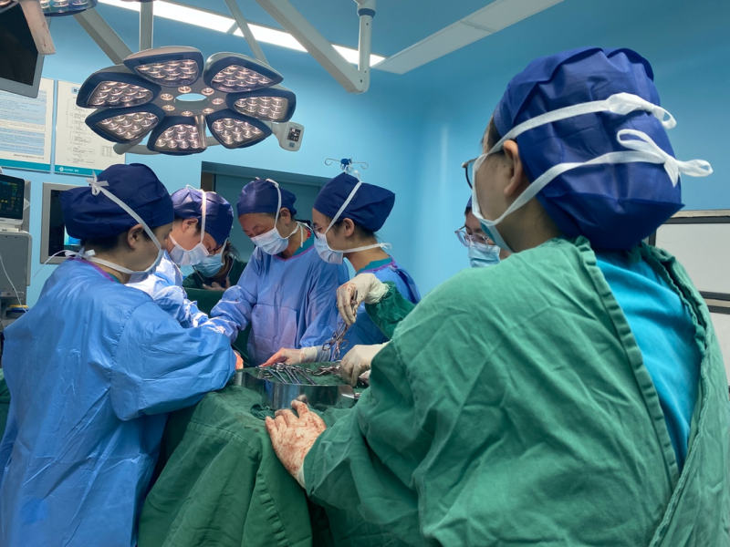 长沙市第一医院妇科主任、主任医师刘丽文教授团队联合医院多学科专家，为复杂高危的卵巢癌患者进行手术治疗。由医院供图