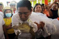 墨西哥一位市长连续两年和鳄鱼结婚