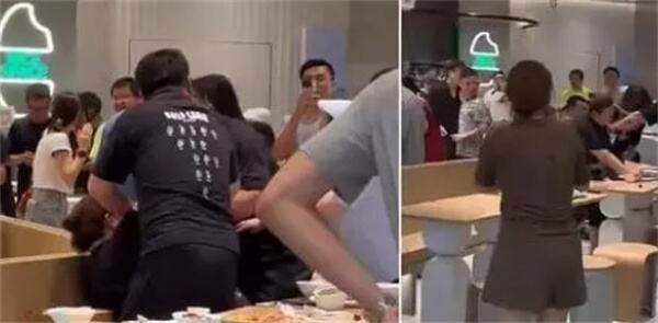 上海一餐厅两女子为抢座用餐具互砸