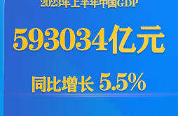 今年上半年中国GDP同比增长5.5%
