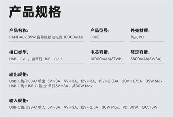 魅族 PANDAER 推出 35W 自带线移动电源，售价 199 元