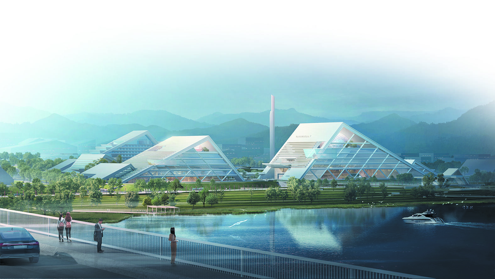 湘江科学城核心展示区标志性建筑设计方案效果图。