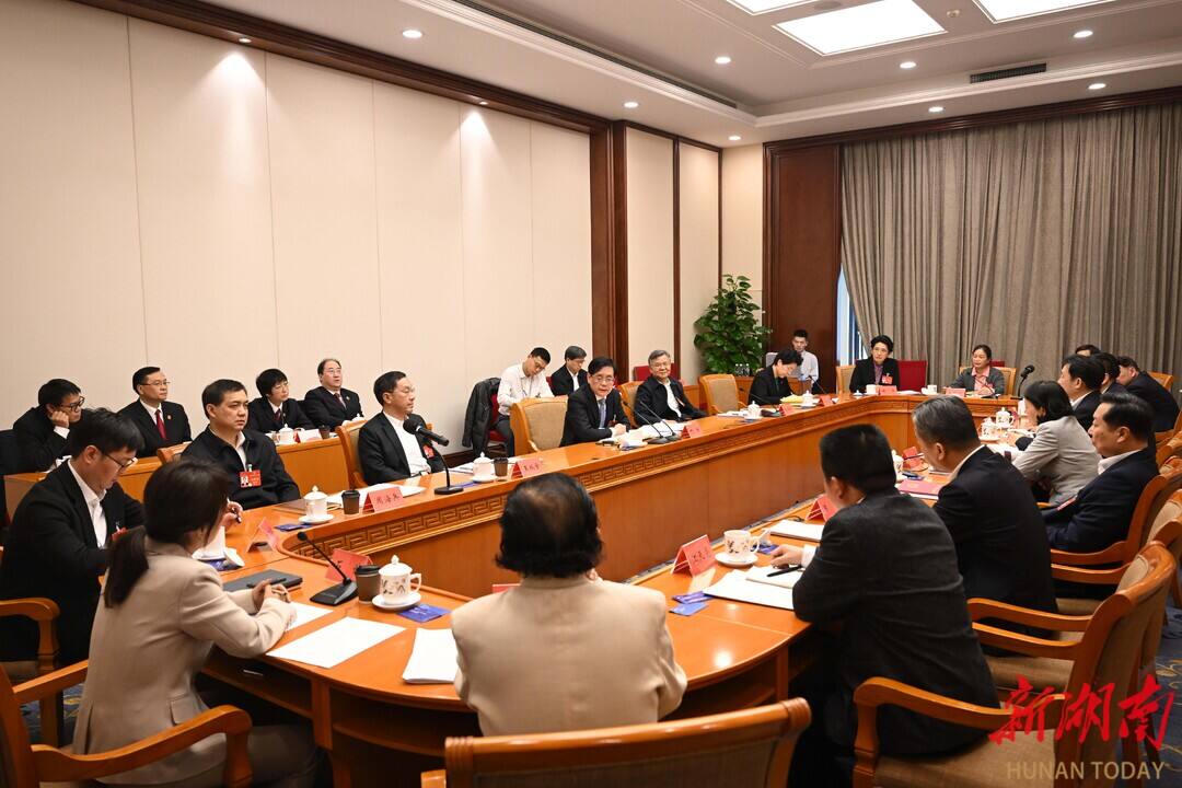 （3月9日，湖南代表团在驻地举行分组会议。）