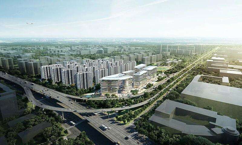 金科股份旗下在长沙的在建、在售项目华远金科空港国际城项目效果图。