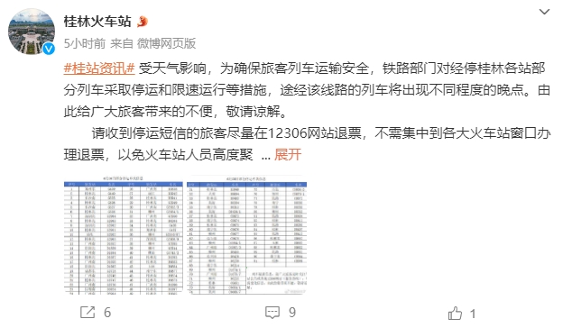 桂林火车站因积水内涝暂停客运业务