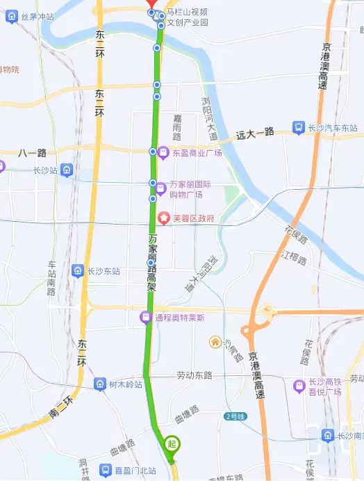 万家丽高架的鸭子铺到香樟路口路段，双向道路会实行灵活性的临时交通管控。